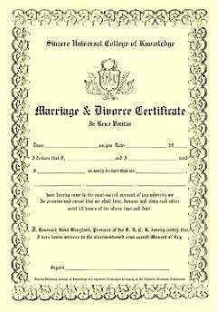 The Reverend Hank's Marriage & Divorce Certificate