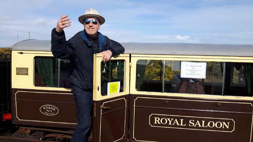 Hank rides in the royal carriage : Romney Hythe & Dymchurch Miniature Railway